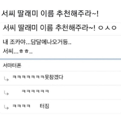 서씨 딸래미 이름 추천 해주라